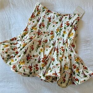 Agua by Agua Bendita Floral Mini Skirt - Cream and Multicolor